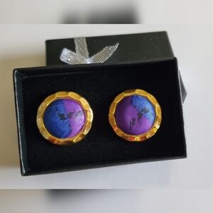 Vtg. Button Stud Earrings